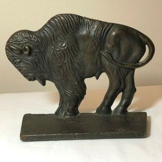 Vintage Buffalo Bison Bookend Western Art Bronze Over Cast Iron