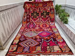 Moroccan Handmade Vintage Carpet Beni Ourain Wool Rug Berber Azilal Rug