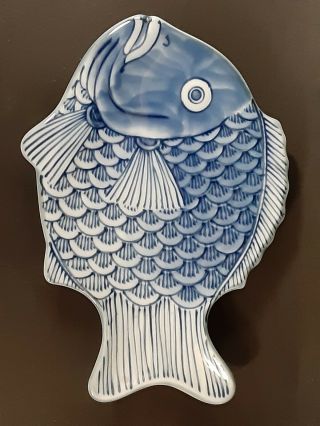 Blue And White Ceramic Fish Trinket / Soap Dish