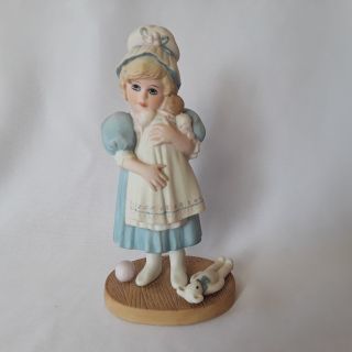 Jan Hagara Porcelain Figurine Amy 1987 Signed Victorian Girl With Doll Vintage