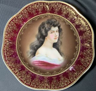 Antique Decorative Royal Vienna Porcelain Cabinet Plate With Image Of Amorosa