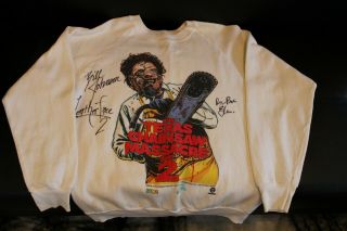 The Texas Chainsaw Massacre 2 Vintage Cannon Video L Sweat Shirt Autographed Jsa