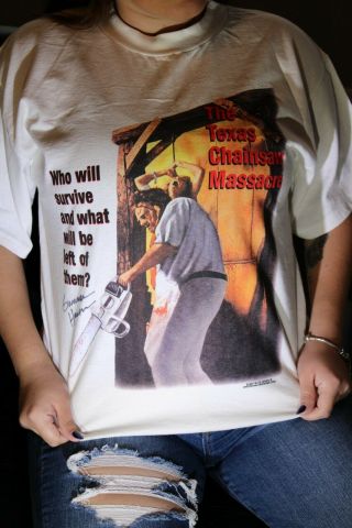 The Texas Chainsaw Massacre Vintage L Tee Shirt Autographed Jsa Gunnar Hansen
