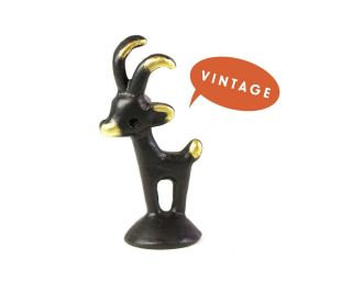 Walter Bosse Goat Figurine Vtg Mid Century Mini Austria Brass 1950s Zodiac Ram