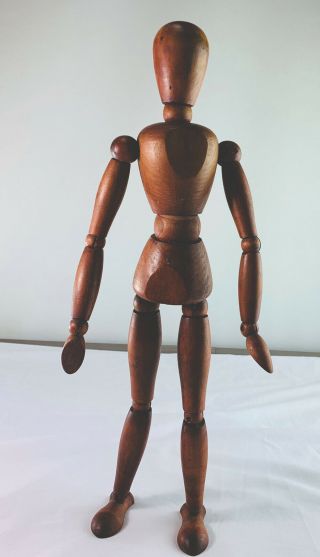 18” Vintage Artist Model Figure Jointed Articulated Wood Manniquin