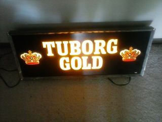 Rare Vintage 1956 Tuborg Gold Beer Lighted Sign Double Crown Carling National