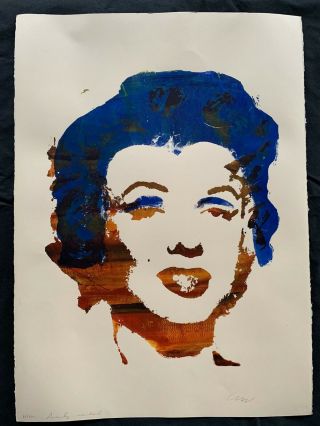 Vintage Rare Silk - Screen On Paper Hand Signed Andy Warhol: Marilyn 2