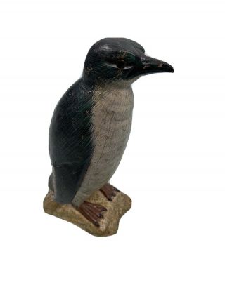 Vintage Hand Carved Wooden Penguin 9” Tall Hand Painted Folk Decor