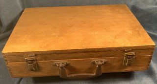 Vintage Wooden Artist/art Paint Supplies Box - Dovetailed Travel Case 17x13x4