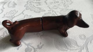 Vintage Cast Iron Dachshund Salt And Pepper Shakers