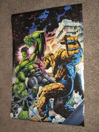 Incredible Hulk Vs Thing Vintage Poster Signed By Stan Lee Marvel/avengers