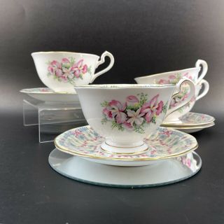 ONE Vintage Queen Anne Royal Bridal Gown Tea Cup & Saucer Fine Bone China 1949 3