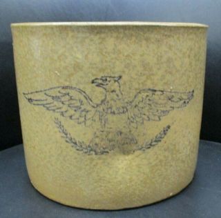 Antique Stoneware Salt Glaze Mustard Crock W/ Cobalt Blue American Eagle Stars