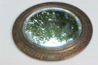 Antique Ornate Round Hammered Brass Beveled Mirror