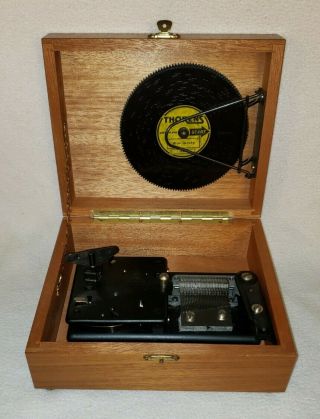 Antique Vintage Thorens Automatic Disc Music Box Player Wooden Ad 30d W/ 5 Discs