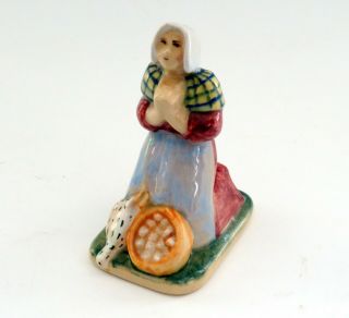 Vintage French Figurine Made In France Praying Peasant Market Day Chicken Eggs