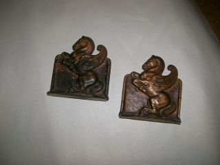 Bookends Pegasus Horses Snead & Co.  Jersey City 1926 Bronze Like Finish