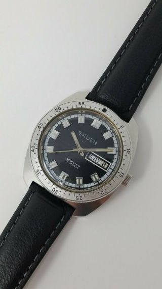 Vintage Gruen Diver Watch Selfwinding Automatic 25j As 2066 1970s Keeping Time