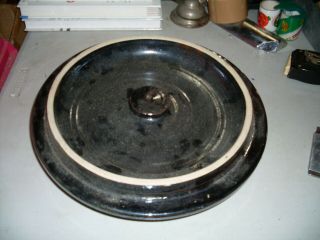 5 Gallon Brown Glaze Stoneware Crock Lid 13”.  No Chips Or Cracks Or Repairs