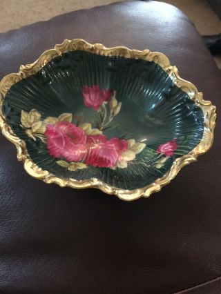 Antique Royal Austria O.  & E.  G.  Hand Painted Porcelain Bowl Rose Duberry