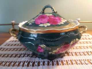 Antique Royal Austria O.  & E.  G.  Hand Painted Porcelain Bowl Rose Duberry