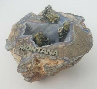 Large Vintage Geode Agate Fools Gold Miner West Montana Diorama Scene Western