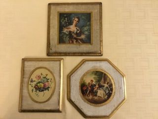 3 Vintage Florentine Wood Gold Gilt Wall Plaques Made In Italy