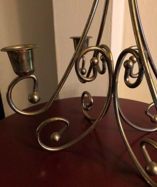 Vintage Ornate Brass Candelabra 5 Taper Candle Holder Center Piece 3