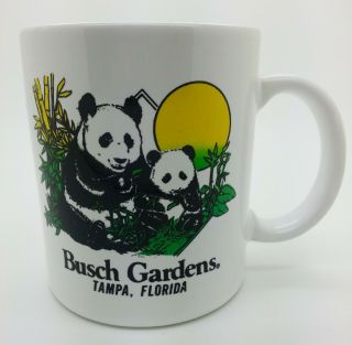 Vintage Busch Gardens Tampa,  Florida Coffee Mug Tea Cup Panda Bears With Bamboo