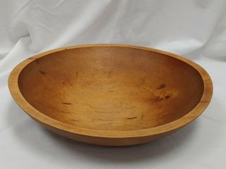 Large Heavy Vintage Wood Bowl 12.  5 " W X12 " L 2.  5 " H