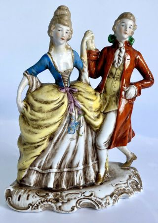 Antique Limbach Art Porcelain Man Woman Couple Dancing Figurine 5 1/2 " Germany