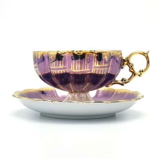 Vintage Royal Sealy China Tea Cup & Saucer JAPAN Iridescent Lavender / Purple 2