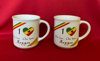 Jamaica Coffee Mug Reggae Bob Marley Lyrics One Love One Heart Flag Colors 10oz. 2
