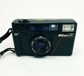 Nikon L35 Af 35mm Point & Shoot Film Camera F/2.  8 Vintage Rangefinder