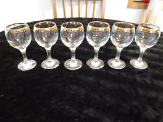 Valencia Water Goblets Glasses Set Vintage 24 Karat Gold Rims