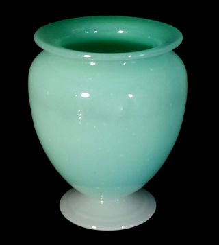 Vintage Steuben Carder Era Footed Art Glass Vase Green Jade & Alabaster 938