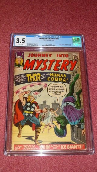 Journey Into Mystery 98 - 1st Cobra,  Cgc 3.  5,  Off - White Pages (marvel,  1963)
