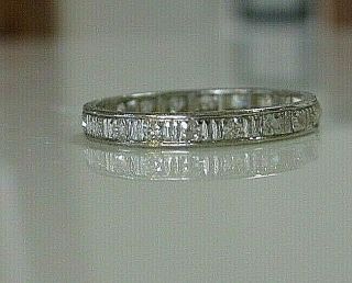 Unique High Detail Antique Platinum All Around Diamond Wedding Band Ring