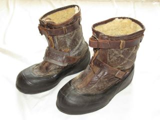 Vtg 40s Ww2 A - 6 Winter Flying Boot By Hood M Air Force Pilot Leather Flight Wwii