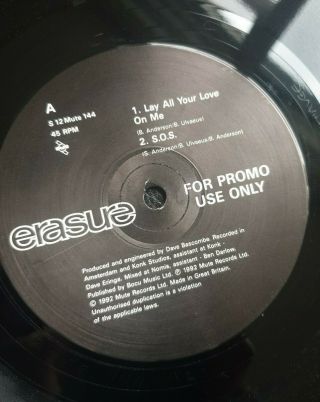 ERASURE SIGNED 4 TRACK ABBA (LAY ALL YOUR LOVE ON ME) PROMO VINYL 3