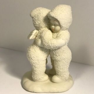 Snowbunnies Figurine Department 56 Angels Hug Porcelain Statue Vintage Sculpture