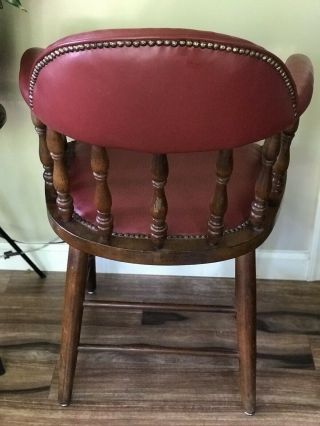 Vintage Antique “Hale Co” Oak Wood Wooden Captains Dining Side Accent Arm Chair 2