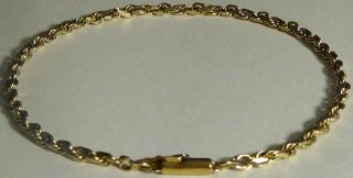 Vintage 14k Yellow Gold Rope Chain Bracelet 8 1/2 " / 5.  00 Grams