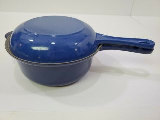 Vintage Blue Le Creuset Cast Iron 2in1 Multifunc No.  22 Pot,  Skillet Lid France