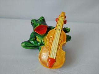 Vtg Anthropomorphic Frog & Violin Salt Pepper Shakers Musical Band Series Japan