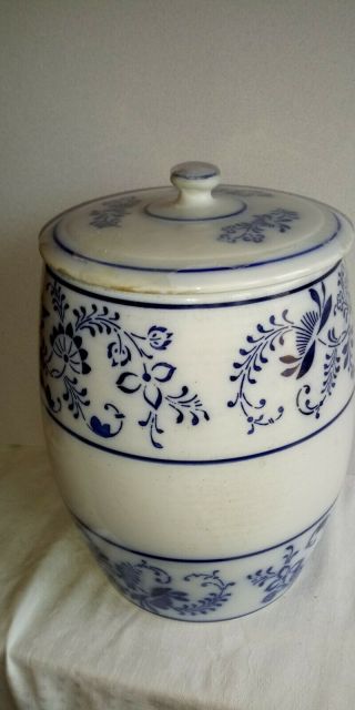 Antique German Blue Onion Pattern Cookie Jar
