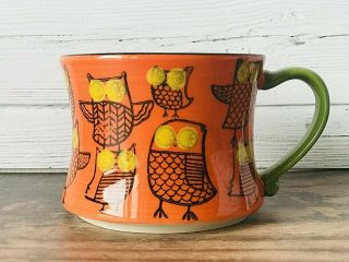 Pier 1 Imports Stackable Orange Blue Green Owl Coffee Tea Cup Mug Euc Whimsy