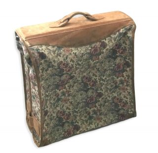 Vintage French Luggage Co Rose Tapestry Suede Handcrafted Suitcase Garment Bag