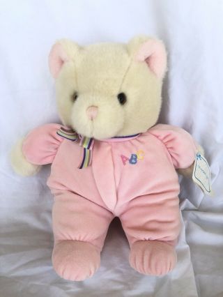 Htf Vintage Eden Abc Teddy Bear Plush 13” Pink Pajamas Ribbon With Tags