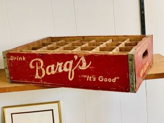 Htf Vintage Barqs Root Beer Red Painted Wooden Soda Pop Crate Orleans La